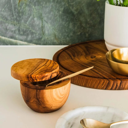 Olive Wood Salt Cellar - Cove Home