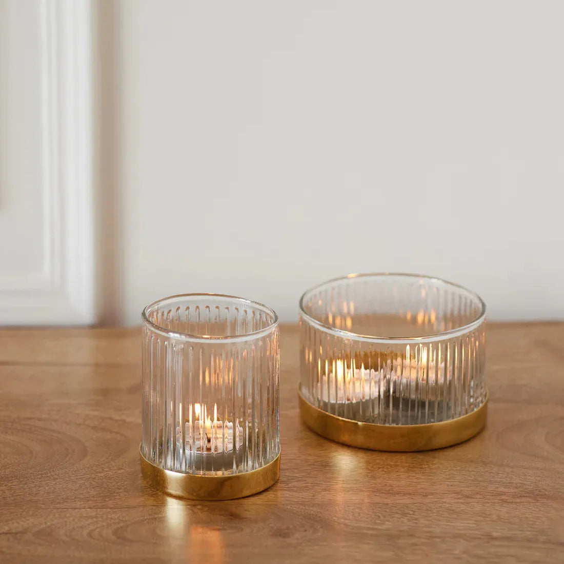 Fluted Glass Votive - Set of 2 - Cove Home