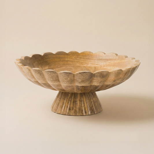 Fluted Pedestal Bowl - Natural