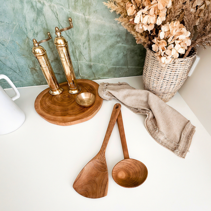 Teak Stir & Serve Set