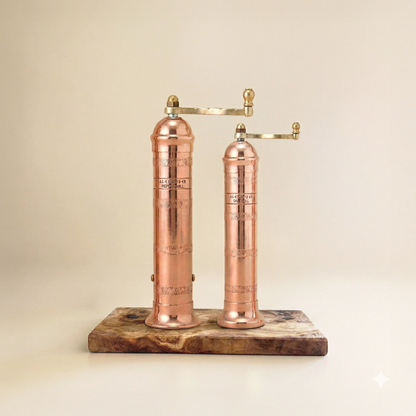 Brass Mills & Olive Wood Board Set - Copper