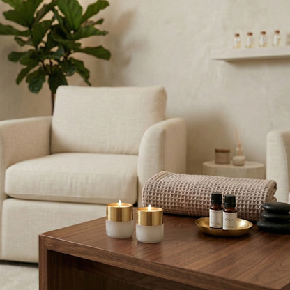 Alabaster and Brass Tealight Candle Holders