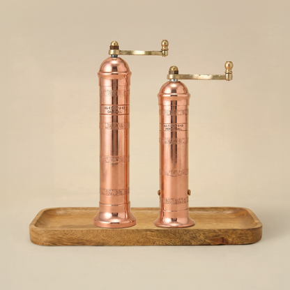 Copper + Brass Mills & Mango Wood Tray Set