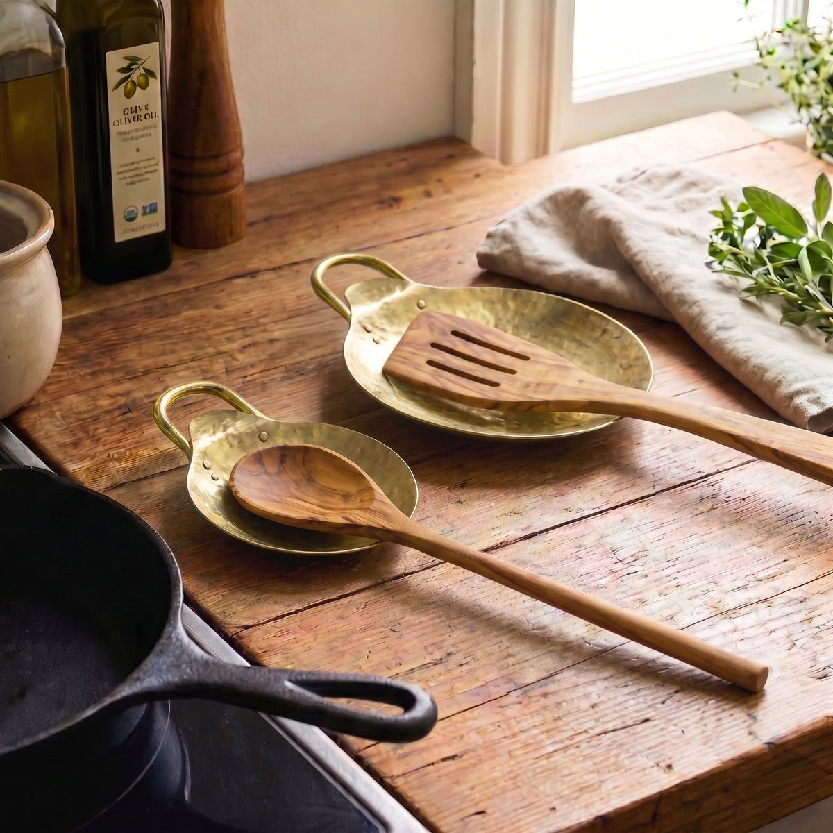 Brass Spoon Rests - Set of 2