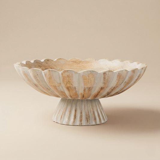 Fluted Pedestal Bowl - Rustic Grey