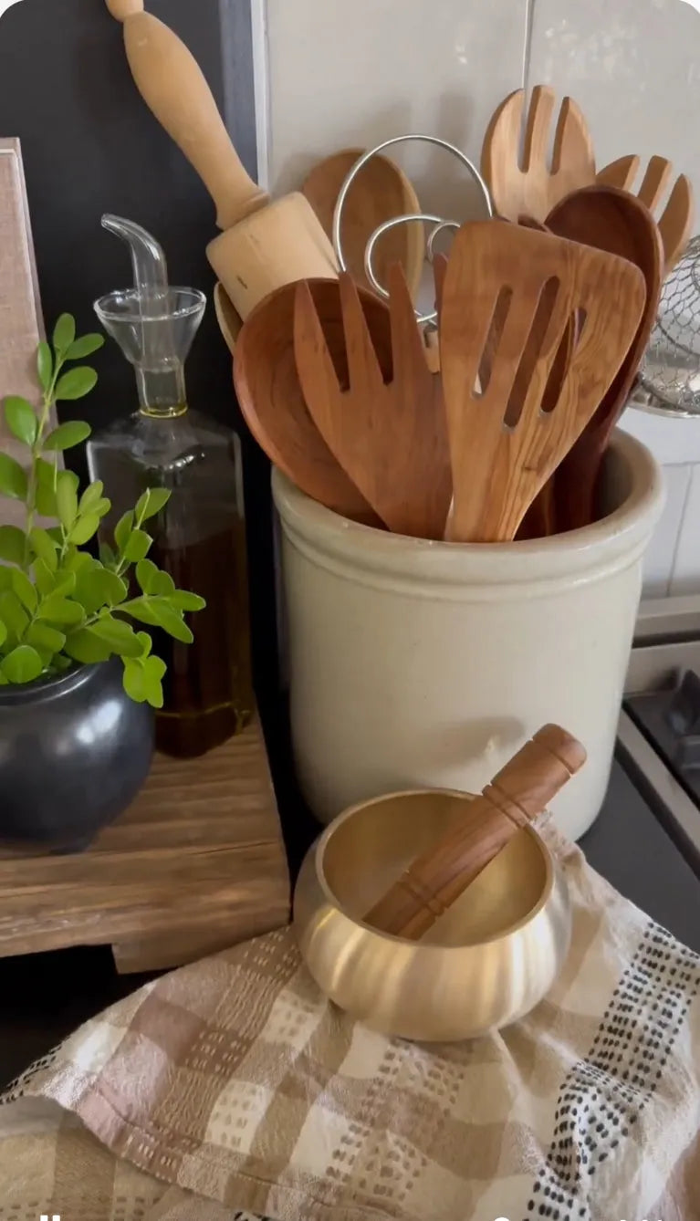 Brass & Teak Singing Bowl - Cove Home