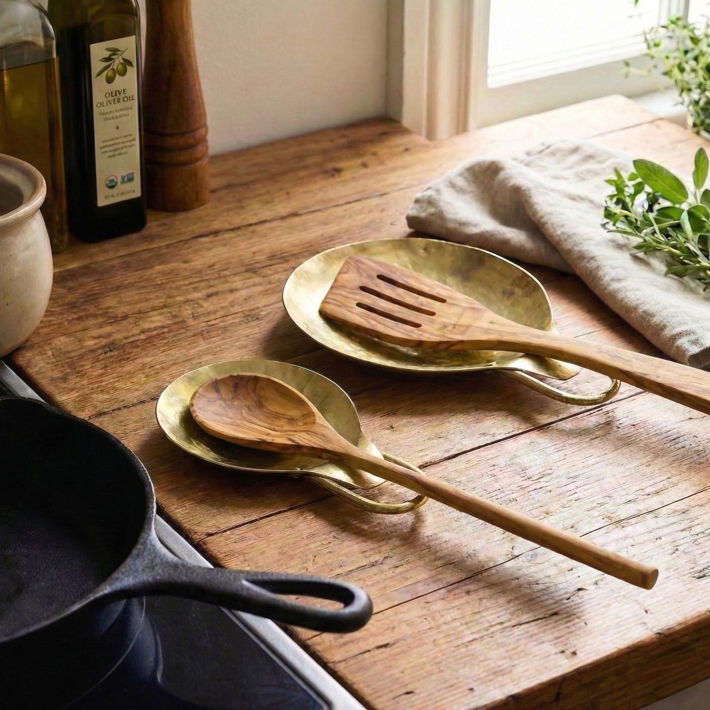 Brass Spoon Rests - Set of 2