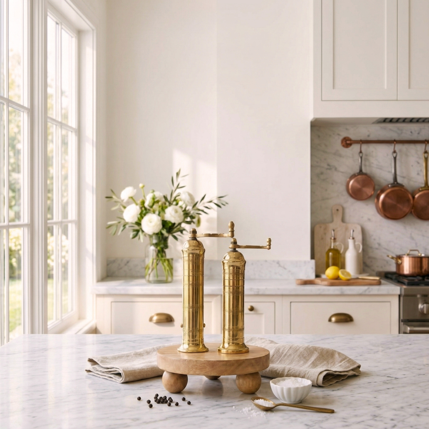 Brass Mills & Riser Set