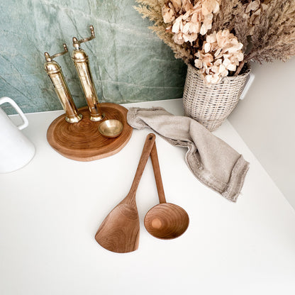 Oval Teak Serving Ladle - Cove Home