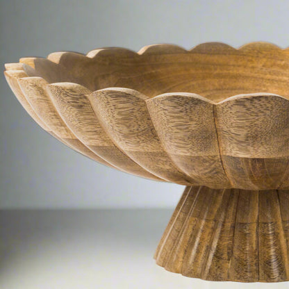 Fluted Pedestal Bowl - Natural