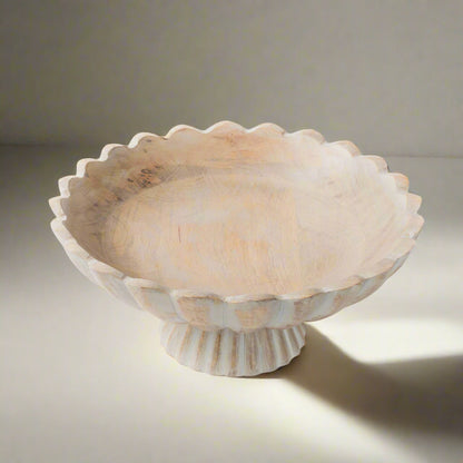 Fluted Pedestal Bowl - Rustic Grey