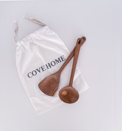 Oval Teak Serving Ladle - Cove Home