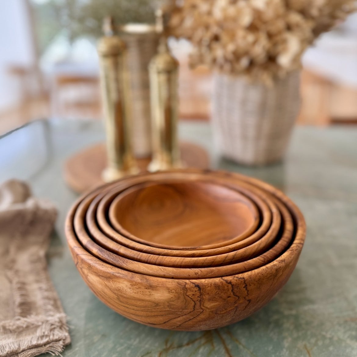 Teak wood Nesting Bowls - Set of 5