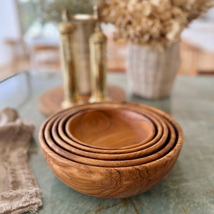 Teak Nesting Bowls - Set of 5 - Cove Home
