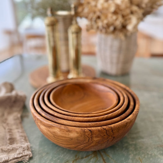 Teak Nesting Bowls - Set of 5