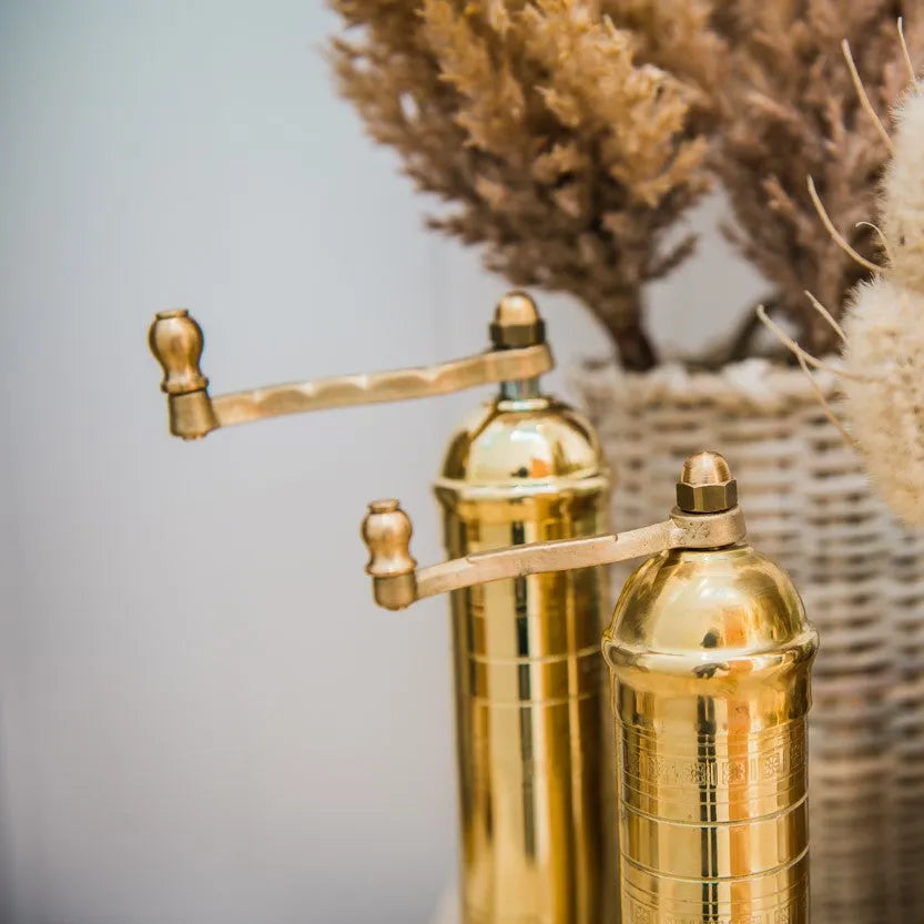 Brass Mills & Mango Wood Tray Set