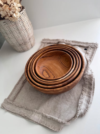 Teak Nesting Bowls - Set of 5 - Cove Home