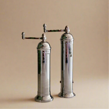 Brass Mills & Olive Wood Board Set - Chrome