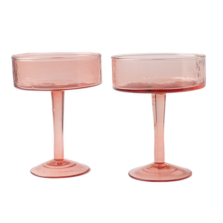 Handblown Blush Cocktail Glasses - Set of 2