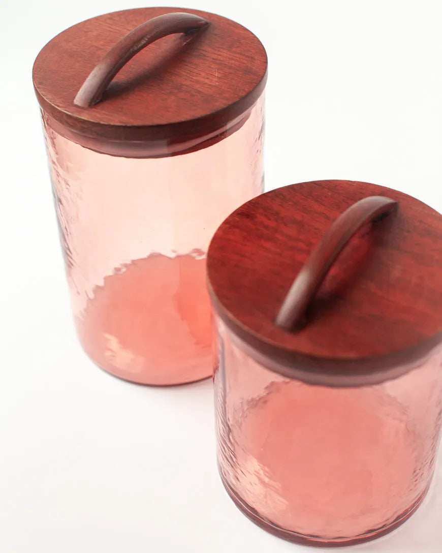 Handblown Canister - Blush large - Cove Home