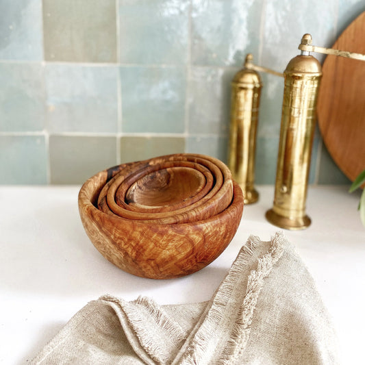 Olive Wood Nesting Bowls - Set of 6 - Cove Home