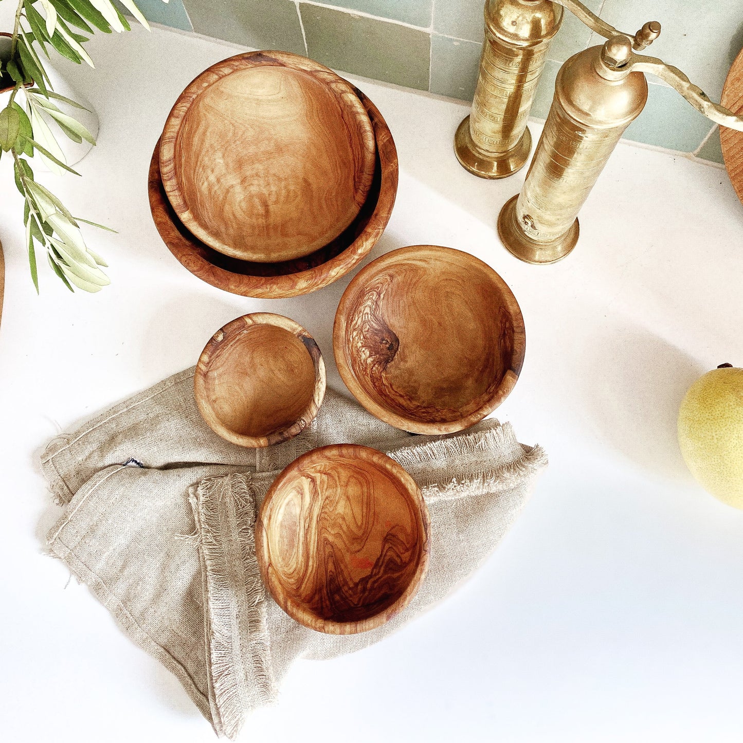 Olive Wood Nesting Bowls - Set of 6