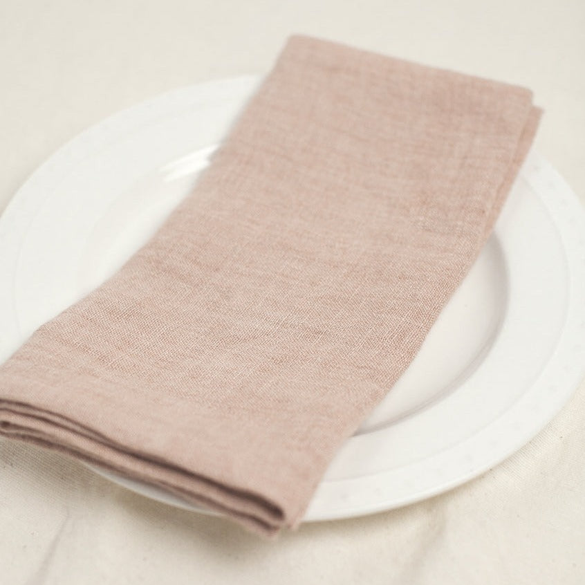 Stone Wash Linen Napkin Set of 4 - Blush