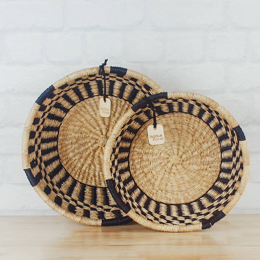 Bolga Basket Tray - Natural & Black