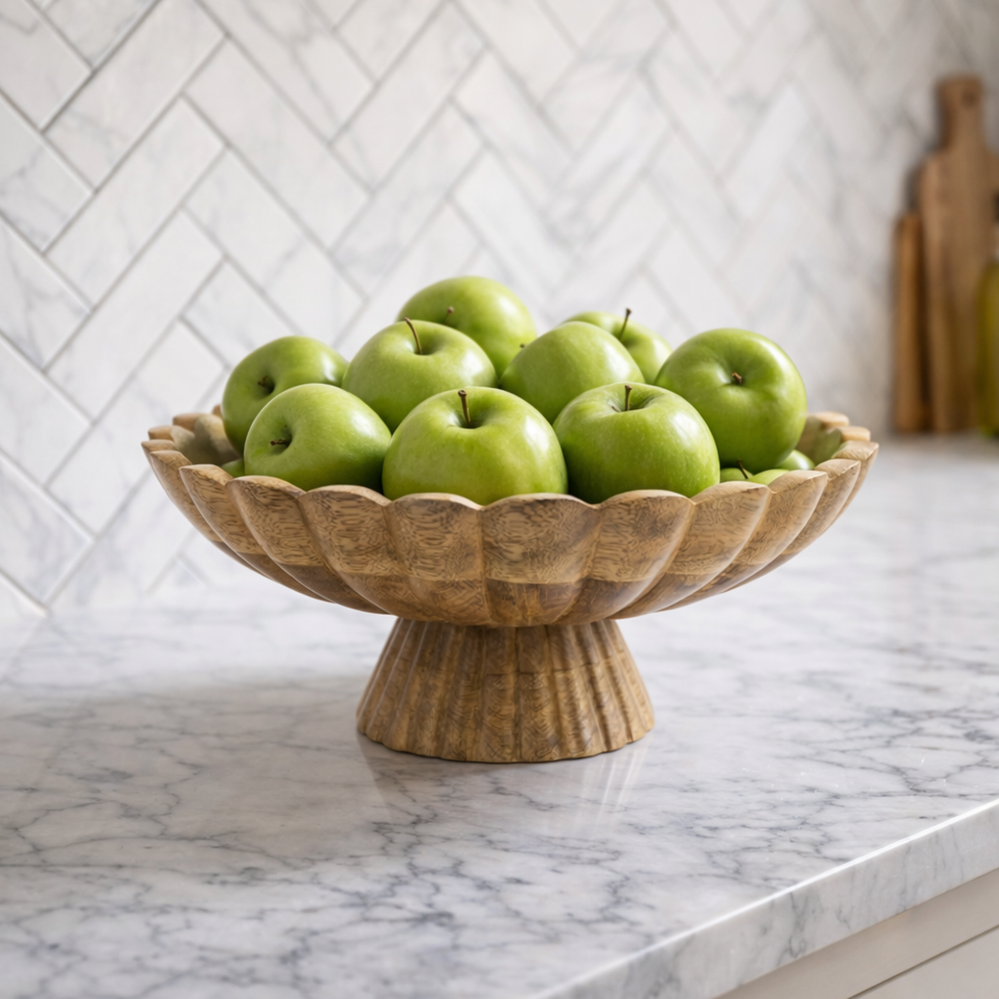 Fluted Pedestal Bowl - Natural