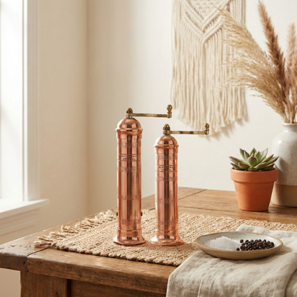 Brass Mills & Olive Wood Board Set - Copper