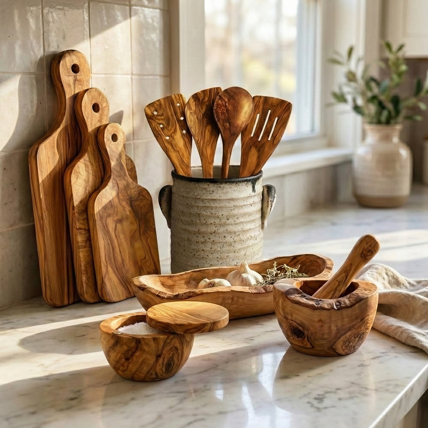Olive Wood Essential Board Set