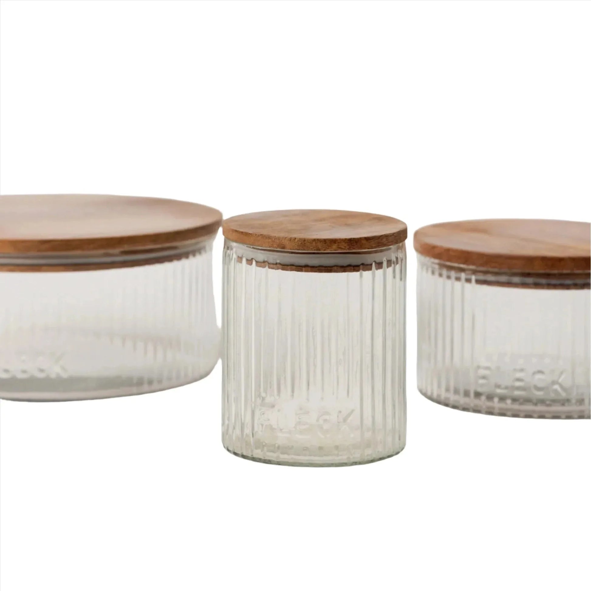 Fluted Glass Storage Jars - Set of 3 - Cove Home