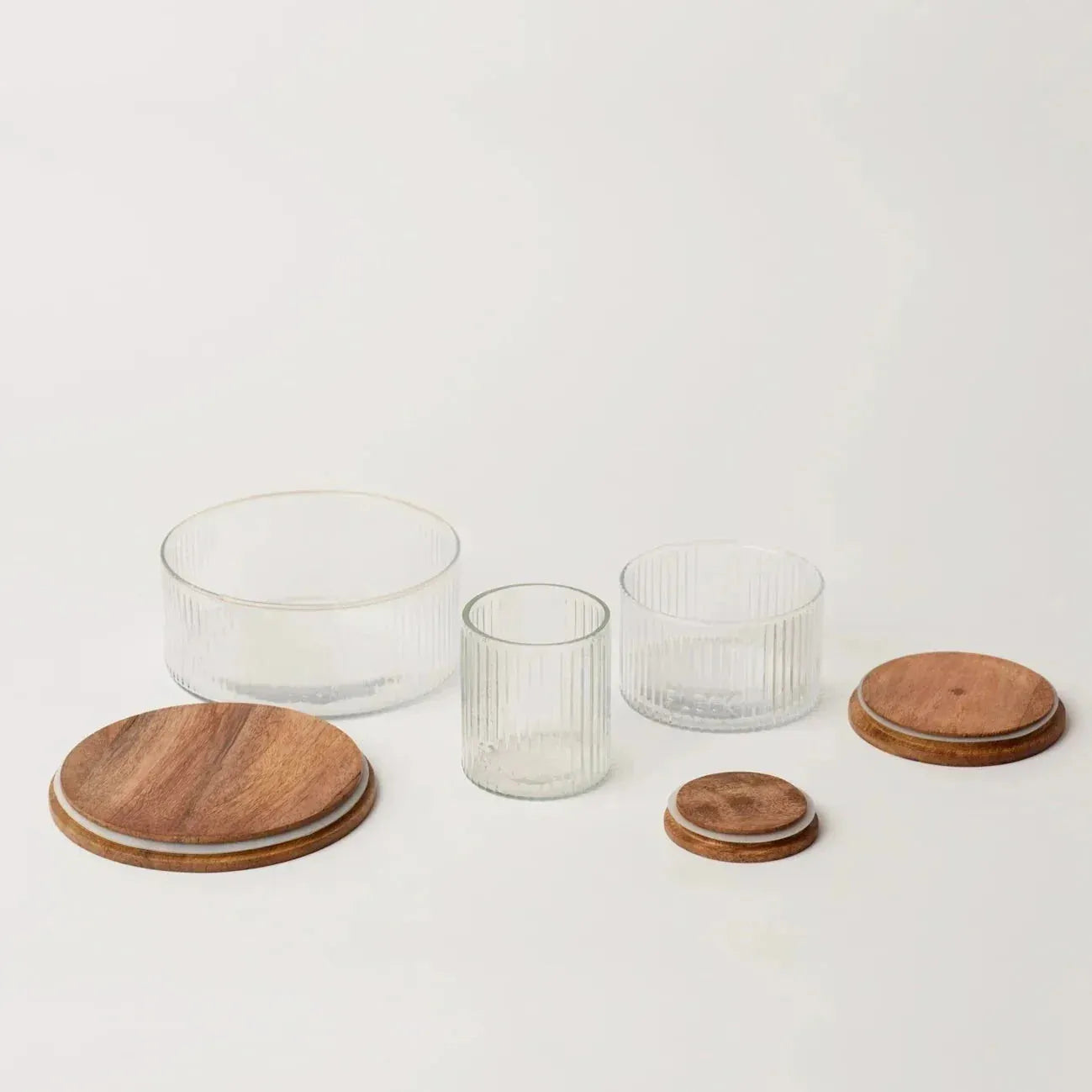 Fluted Glass Storage Jars - Set of 3 - Cove Home