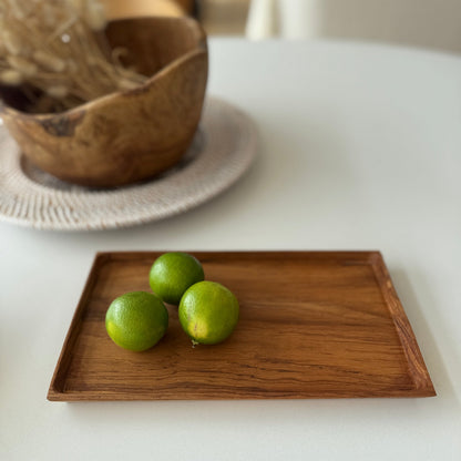 Brass & Copper Salt & Pepper Mills + Teak Wood Tray Set