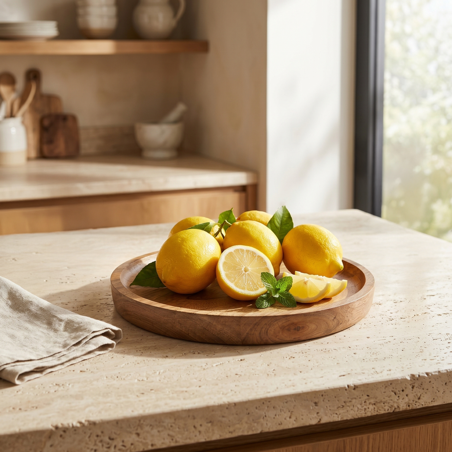 Round Mango Wood Serving Tray