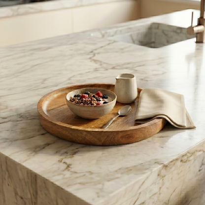 Round Mango Wood Serving Tray