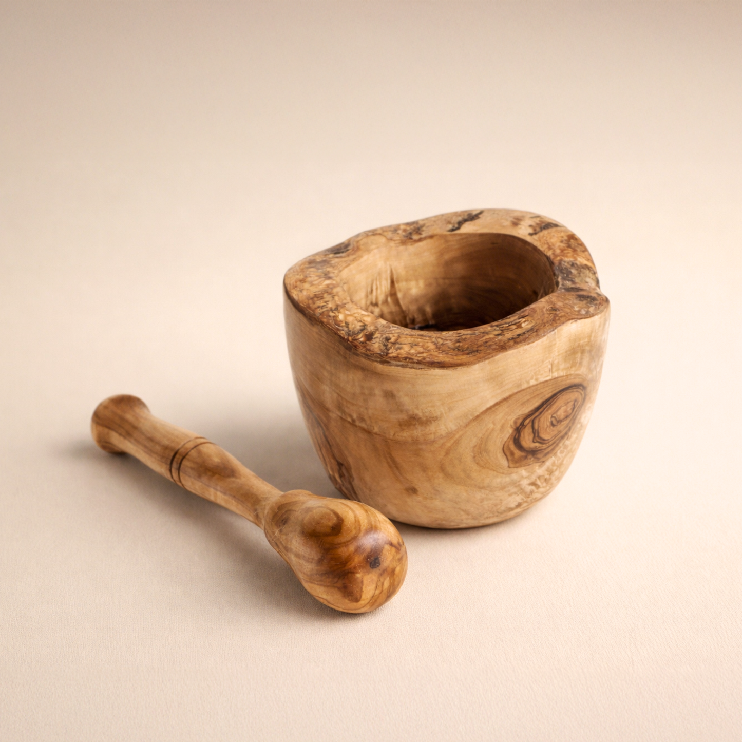Rustic Olive Wood Mortar & Pestal