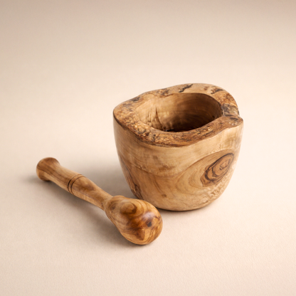 Rustic Olive Wood Mortar & Pestal