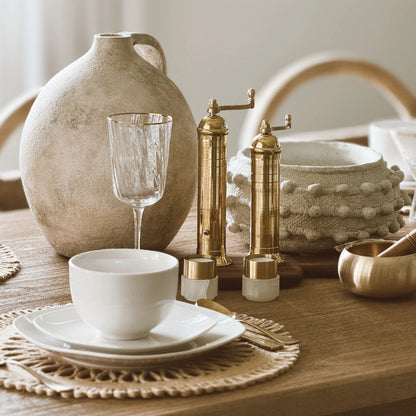 Brass Mills & Mango Wood Tray Set