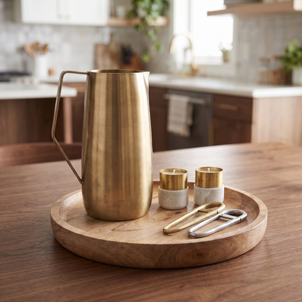 Alabaster and Brass Tealight Candle Holders - Pair