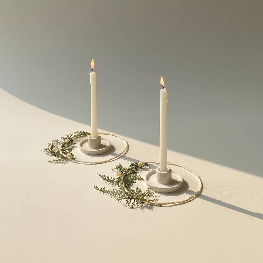 Whirl Ceramic Candle Holder - set of 2