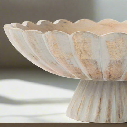 Fluted Pedestal Bowl - Rustic Grey