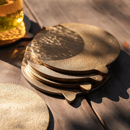 Antique Brass Coasters - Set of 6