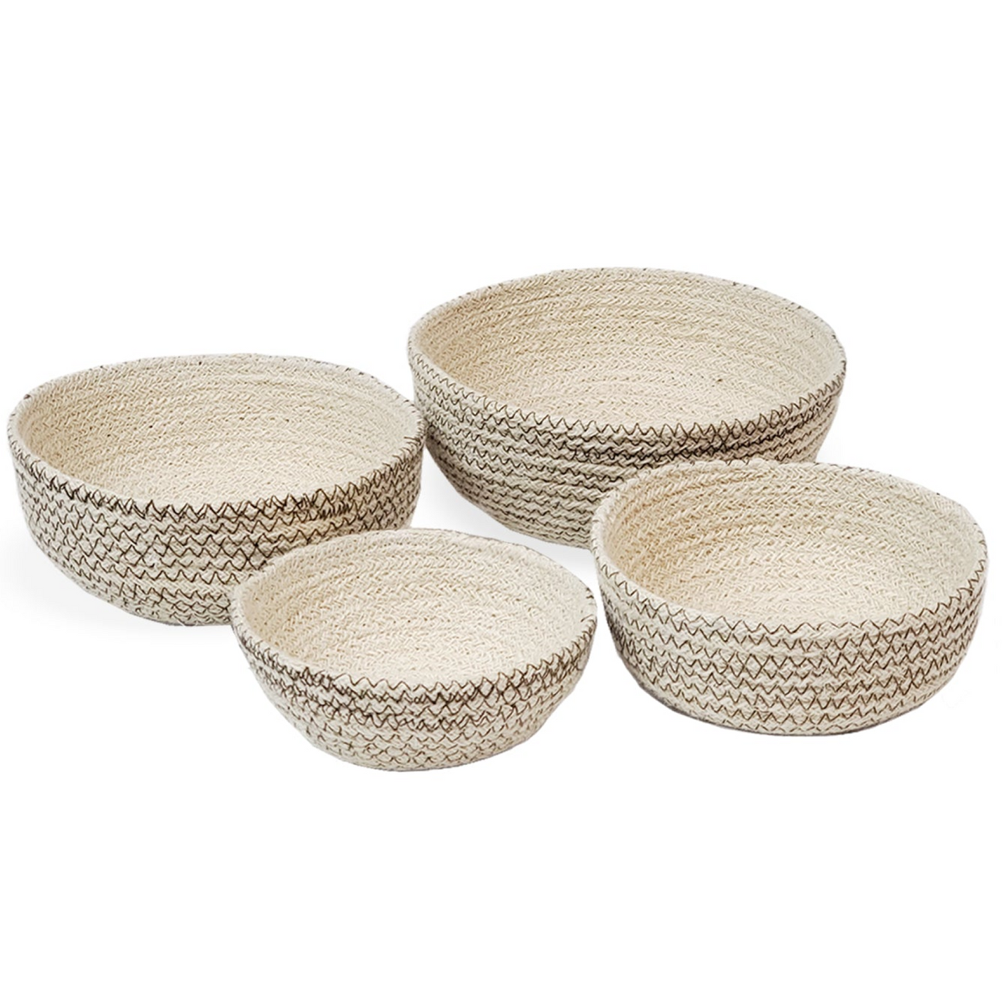 Hand Woven bowls - Brown Stitch. Set of 4