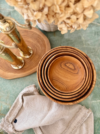 Teak Nesting Bowls - Set of 5 - Cove Home